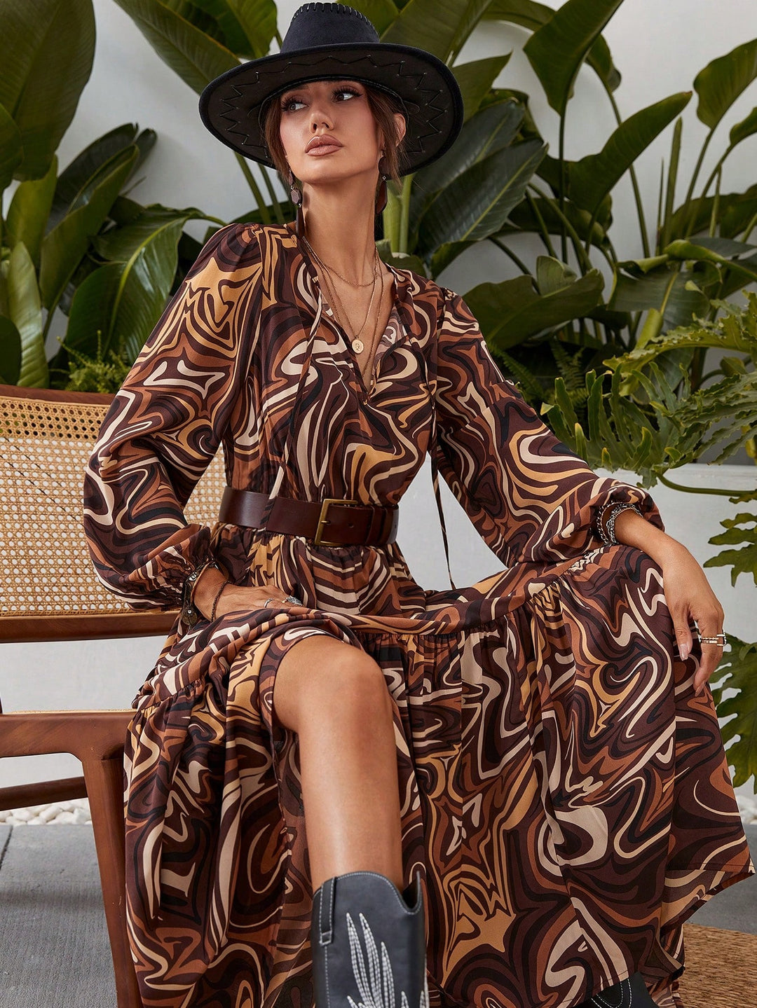 Rochie maxi SHEIN, maro