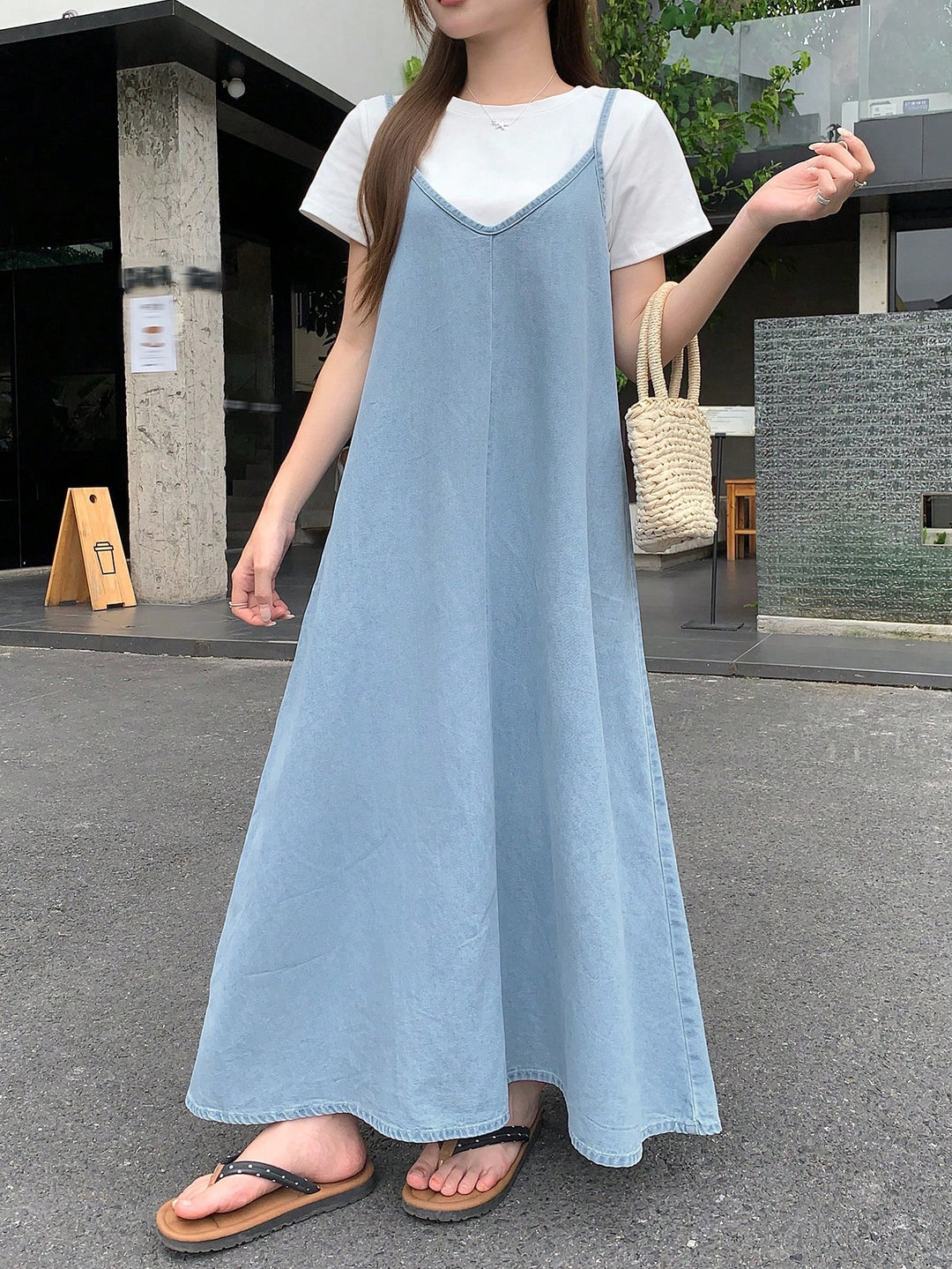 Shein maxi ruha, kék