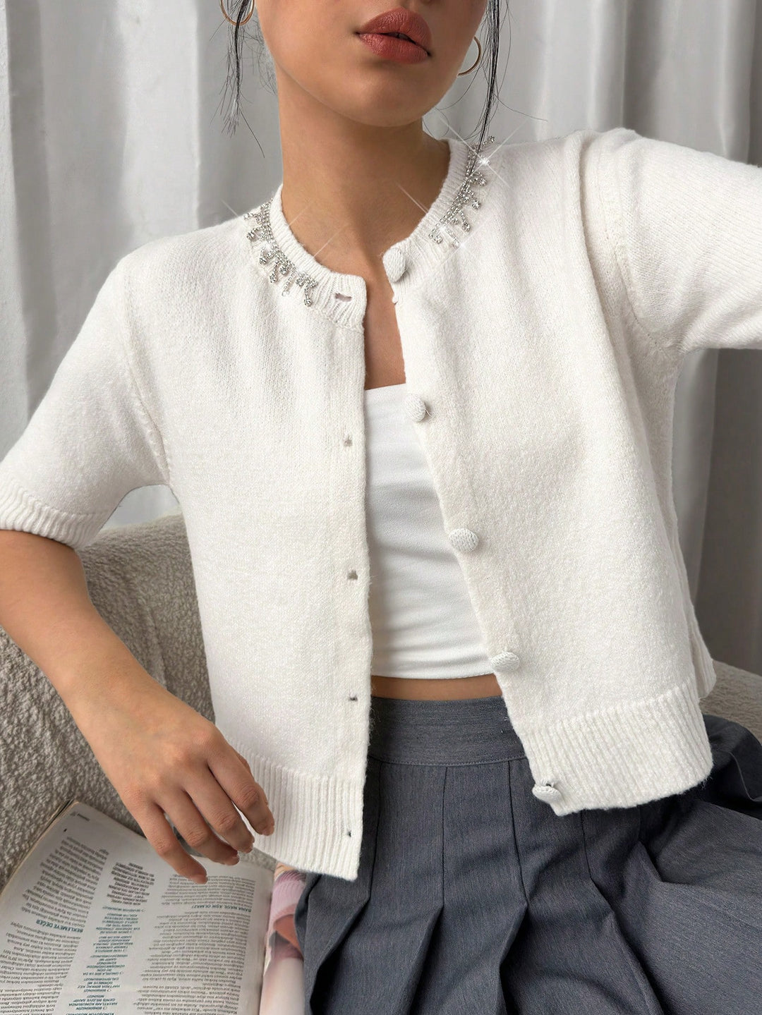 Cardigan SHEIN, crem