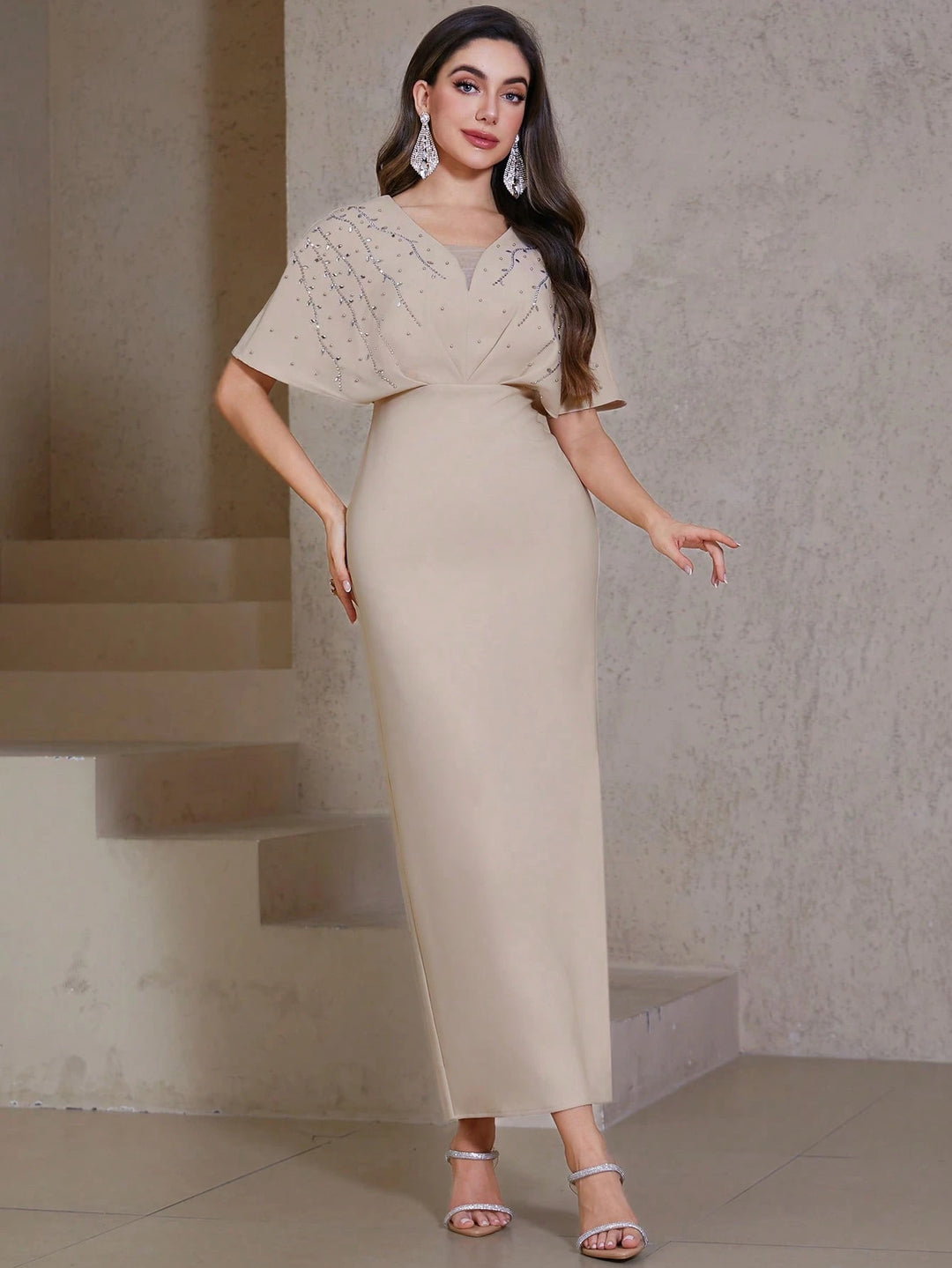 Rochie maxi SHEIN, bej