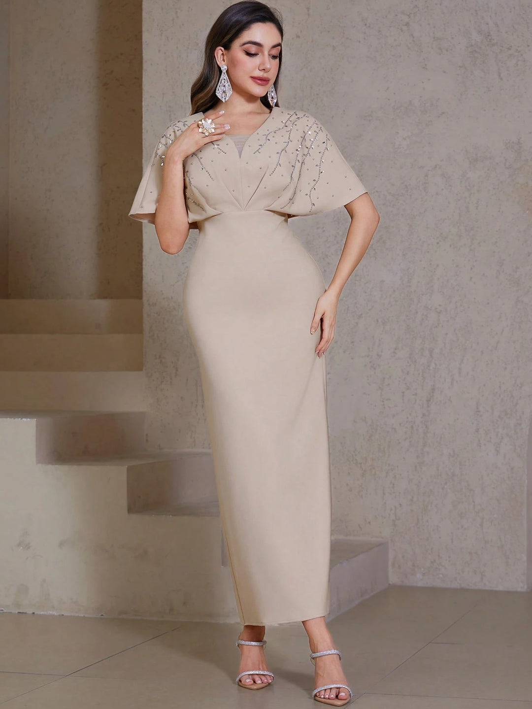 Rochie maxi SHEIN, bej