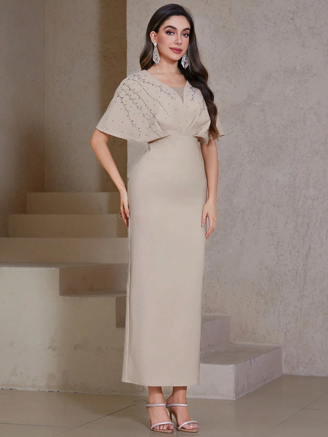 Rochie maxi SHEIN, bej