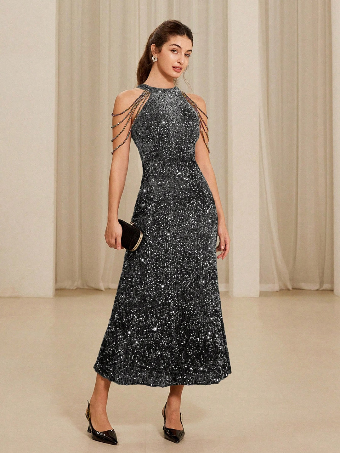 Rochie de ocazie SHEIN, gri