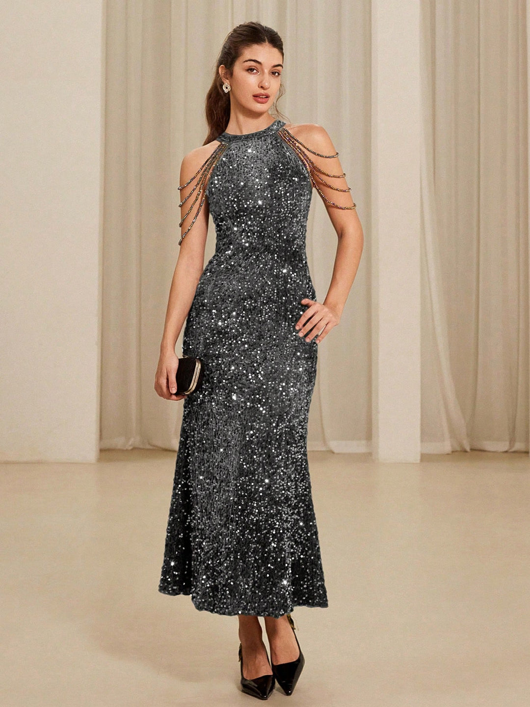 Rochie de ocazie SHEIN, gri