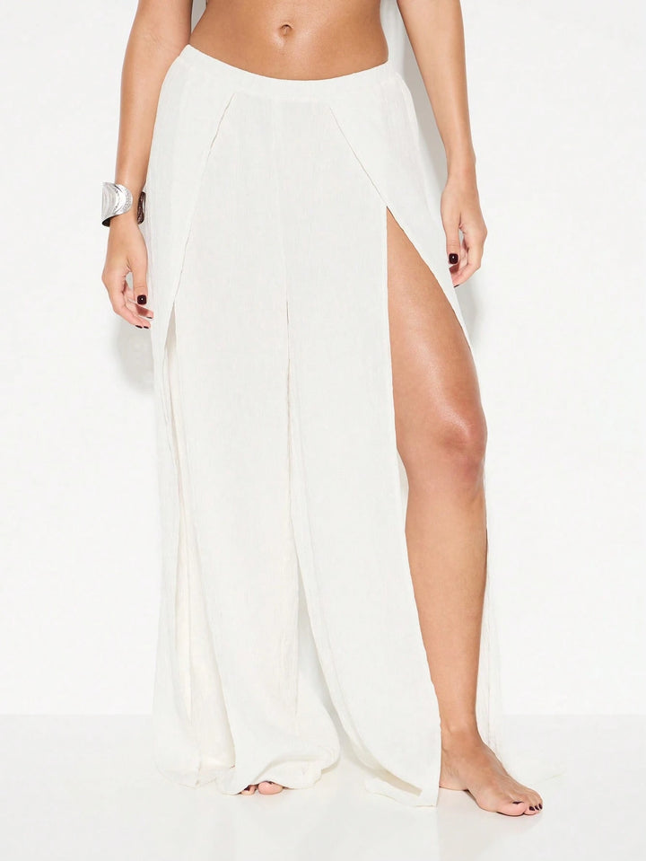 Pantaloni KIZN by Shein, alb