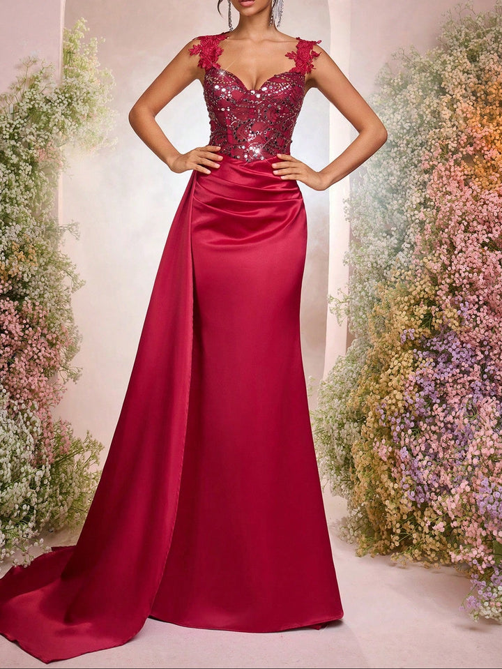 SHEIN maxi ruha, bordó