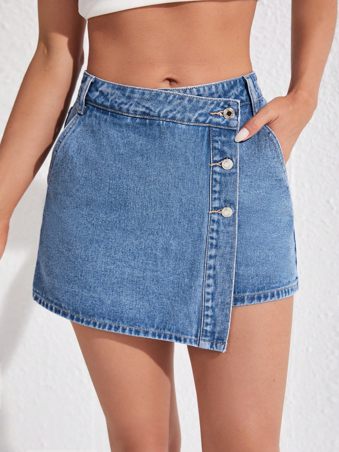 Pantaloni scurți de blugi SHEIN, albastru