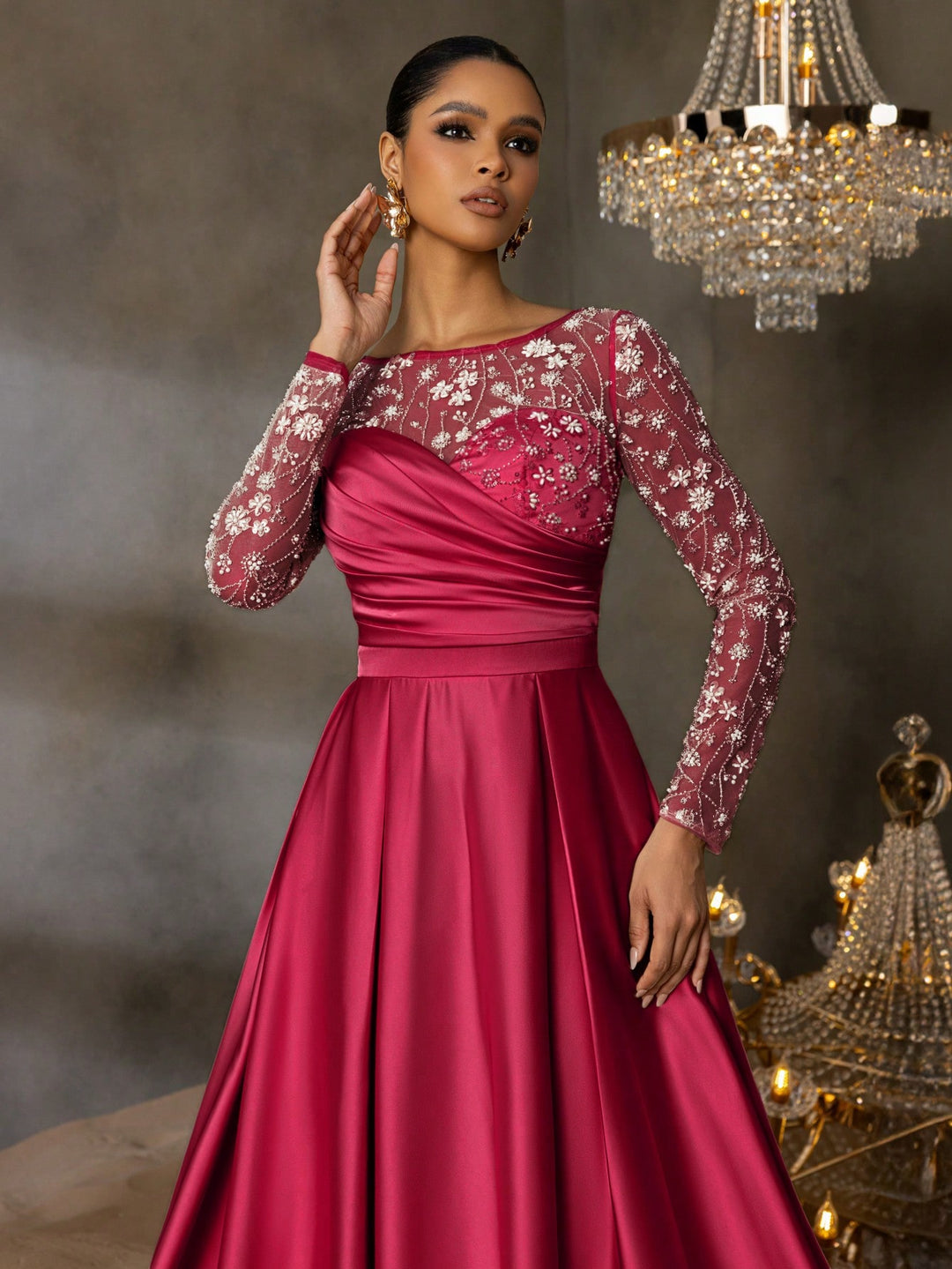 SHEIN bordó maxi ruha