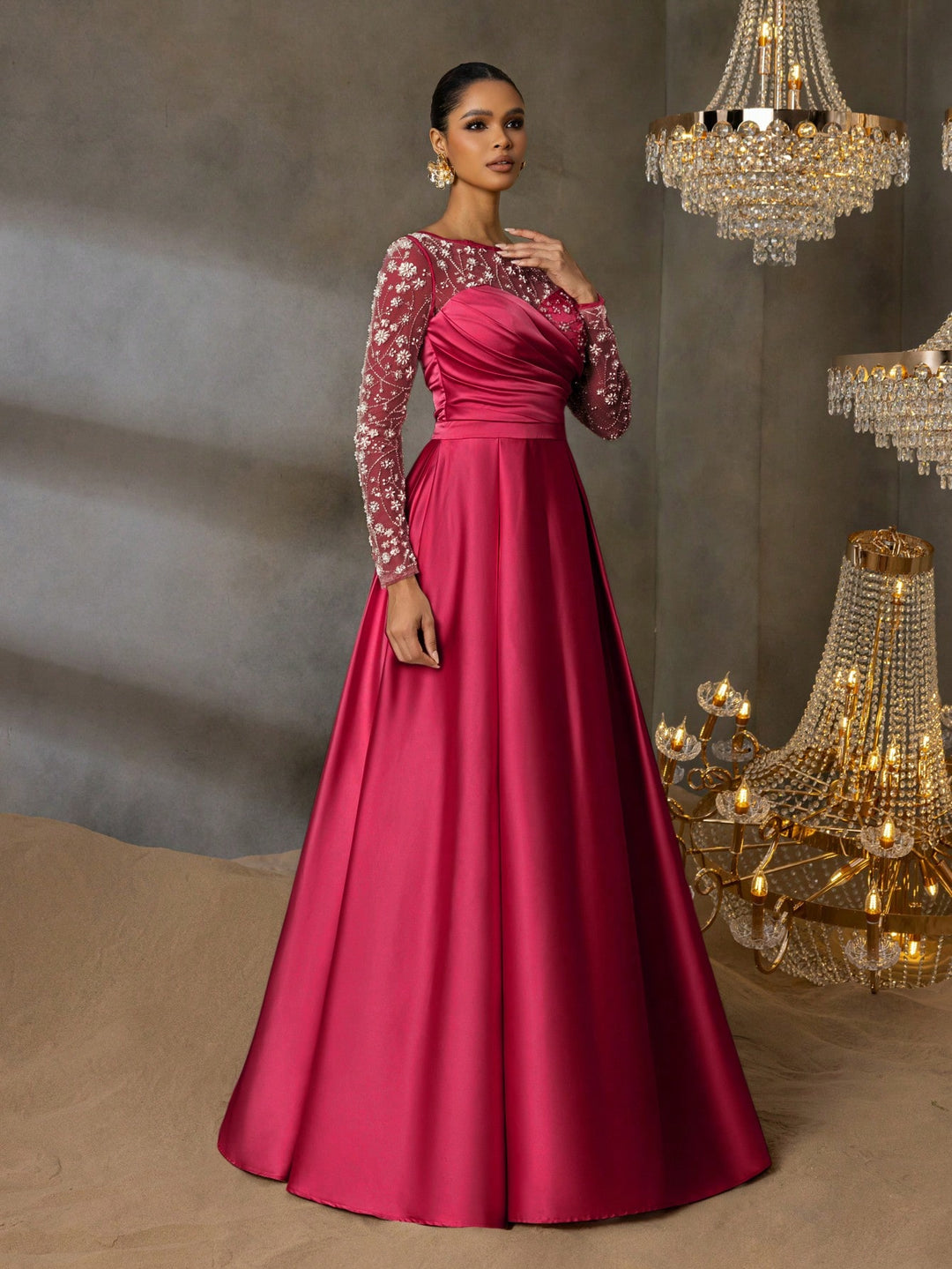 SHEIN bordó maxi ruha