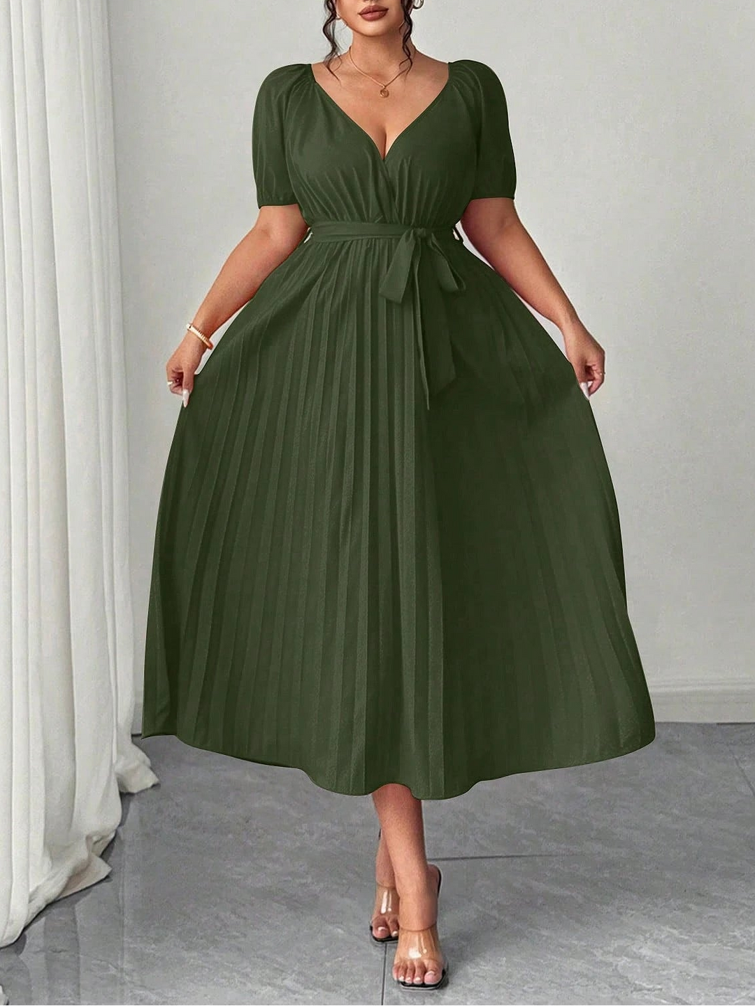 Rochie midi Shein Curve+, verde