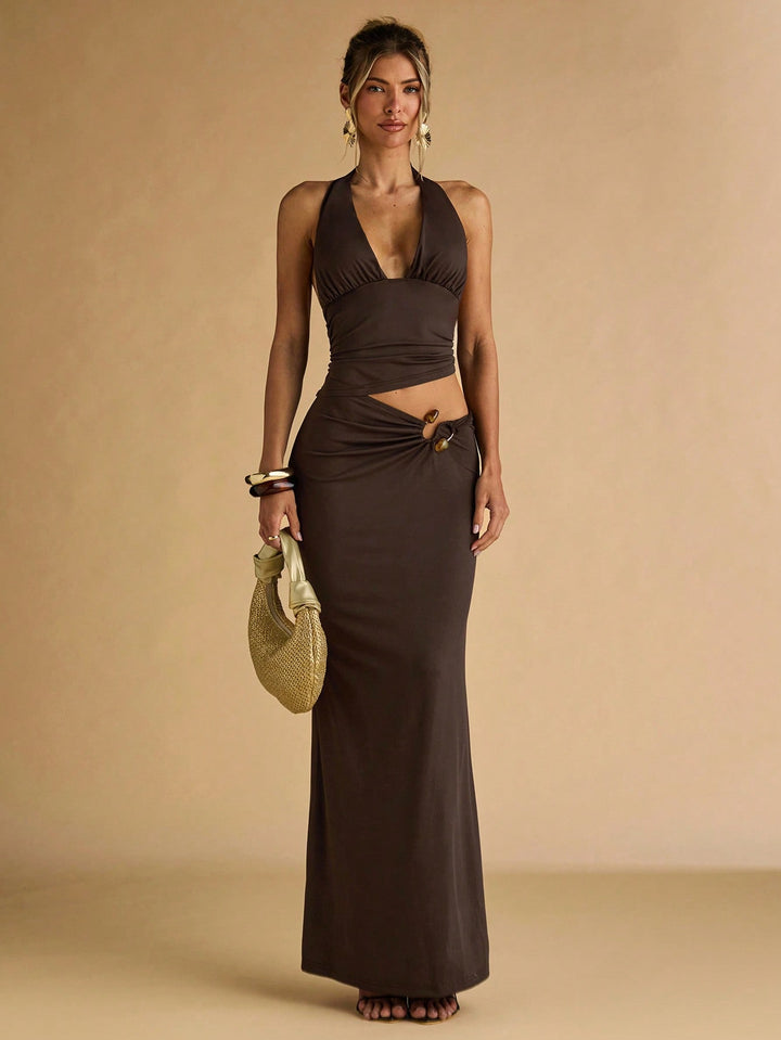 Rochie maxi SHEIN, maro