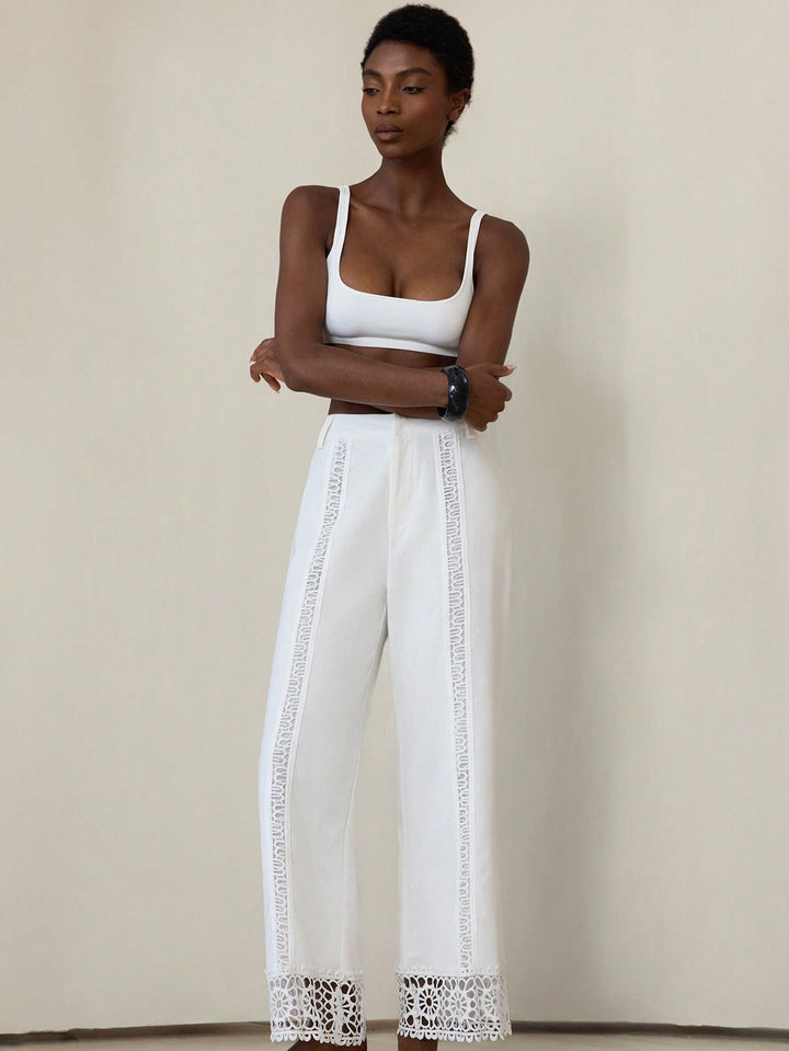 Pantaloni SHEIN, alb