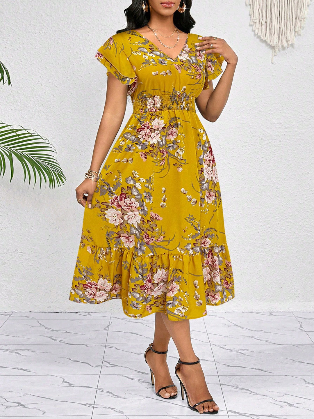 Rochie midi SHEIN, galben