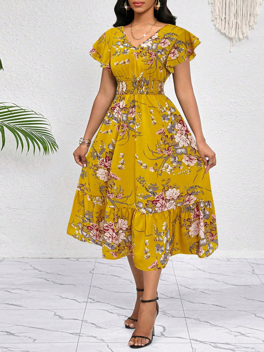 Rochie midi SHEIN, galben