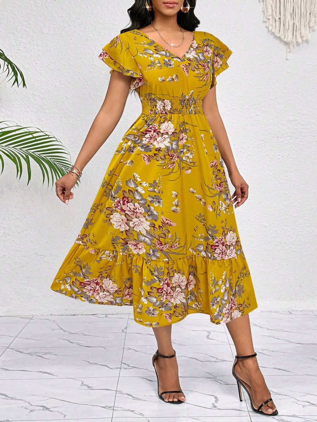 Rochie midi SHEIN, galben