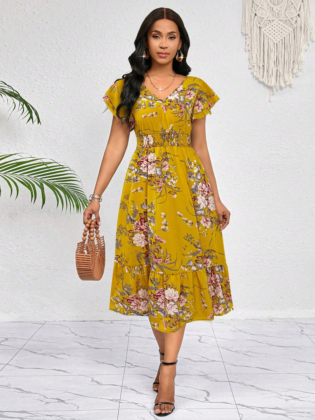 Rochie midi SHEIN, galben