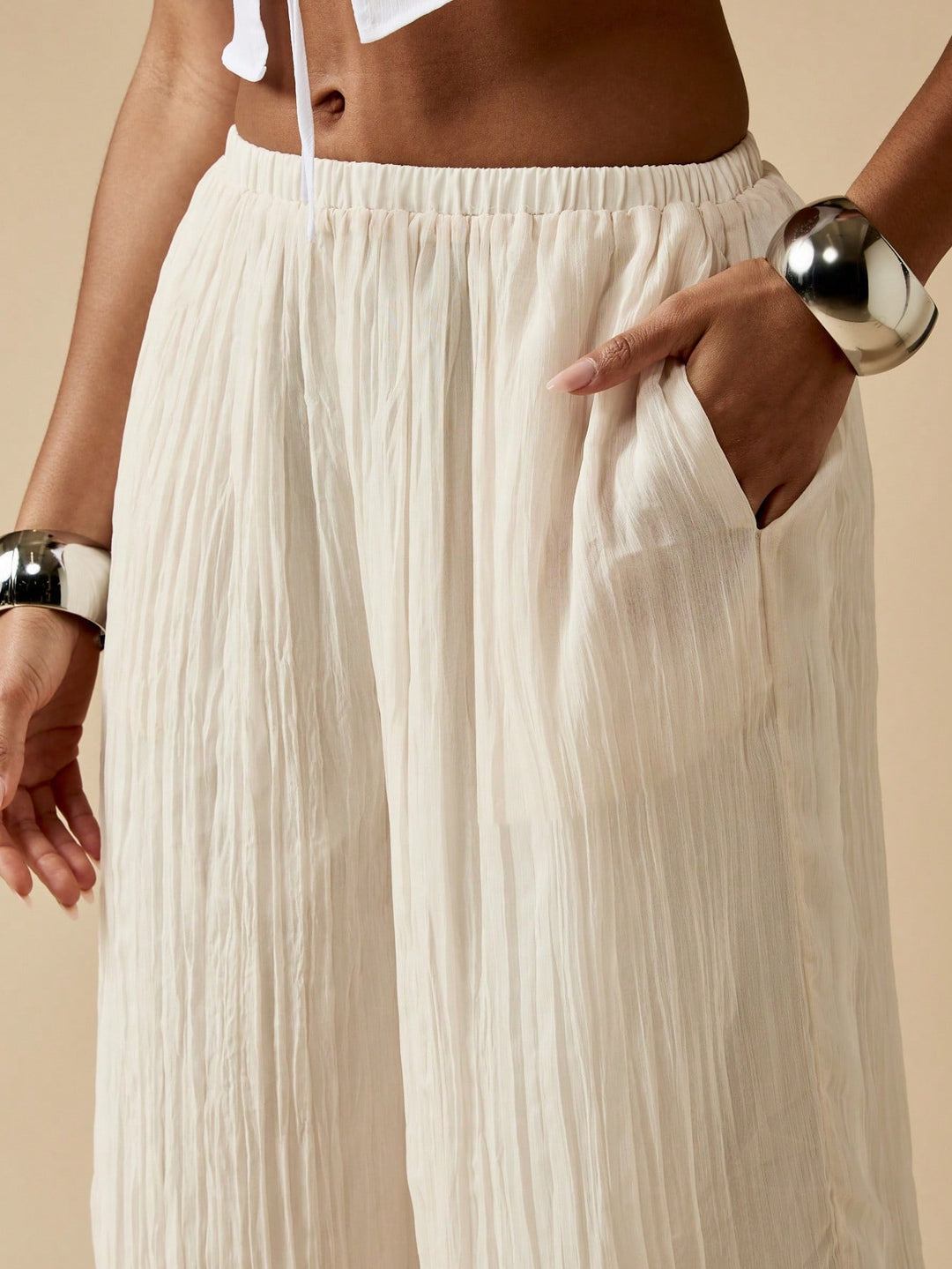 Pantaloni SHEIN, alb