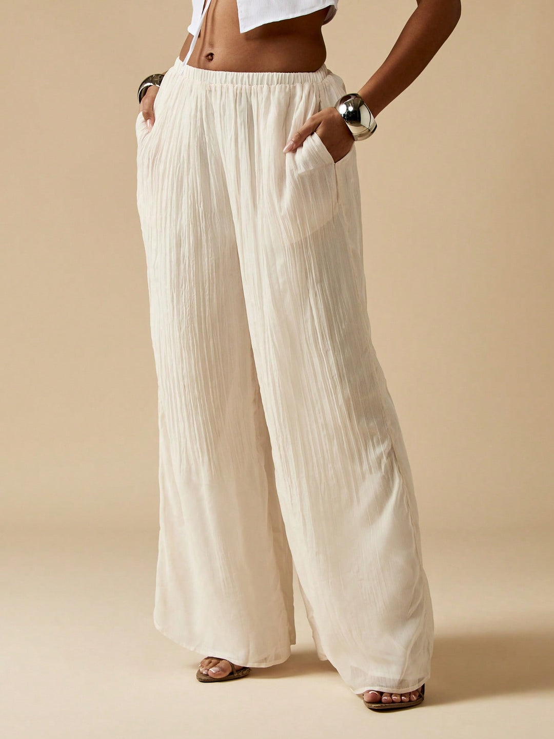 Pantaloni SHEIN, alb