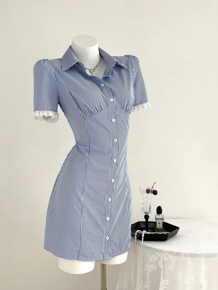 Rochie tip cămașă SHEIN, albastru