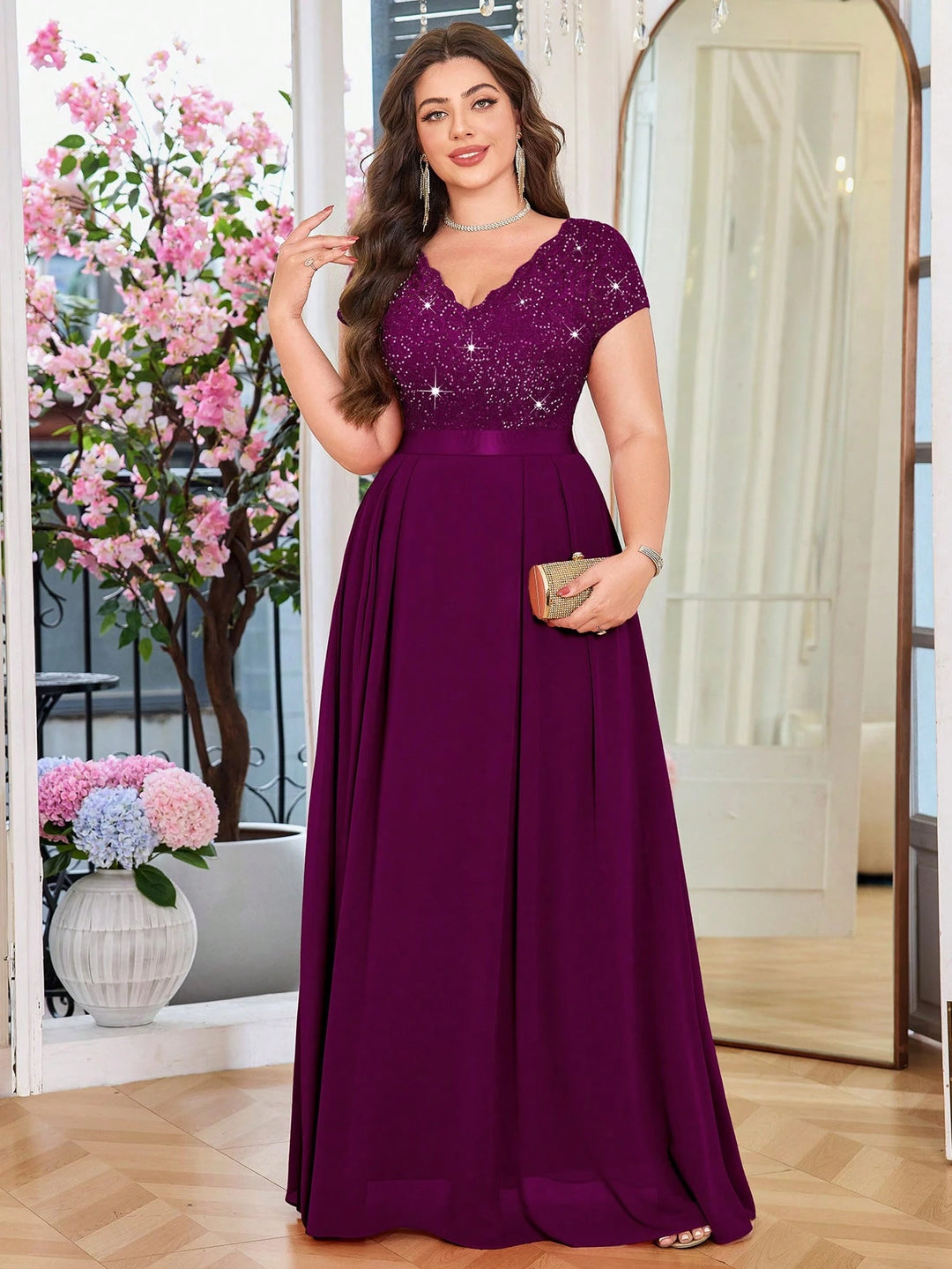 Rochie de ocazie damă SHEIN, mov, mărimea 1XL