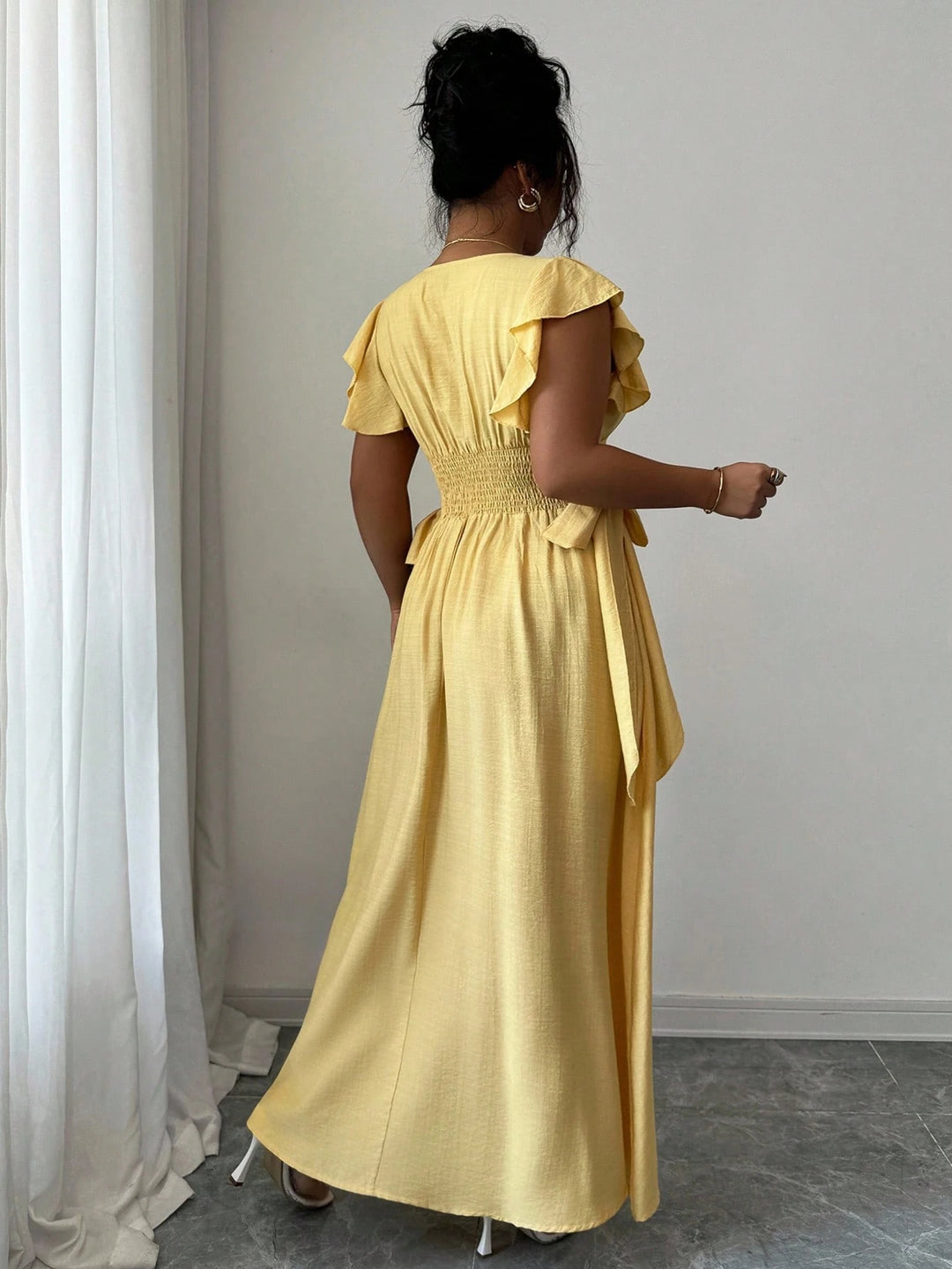 Shein Curve+ maxi ruha, sárga