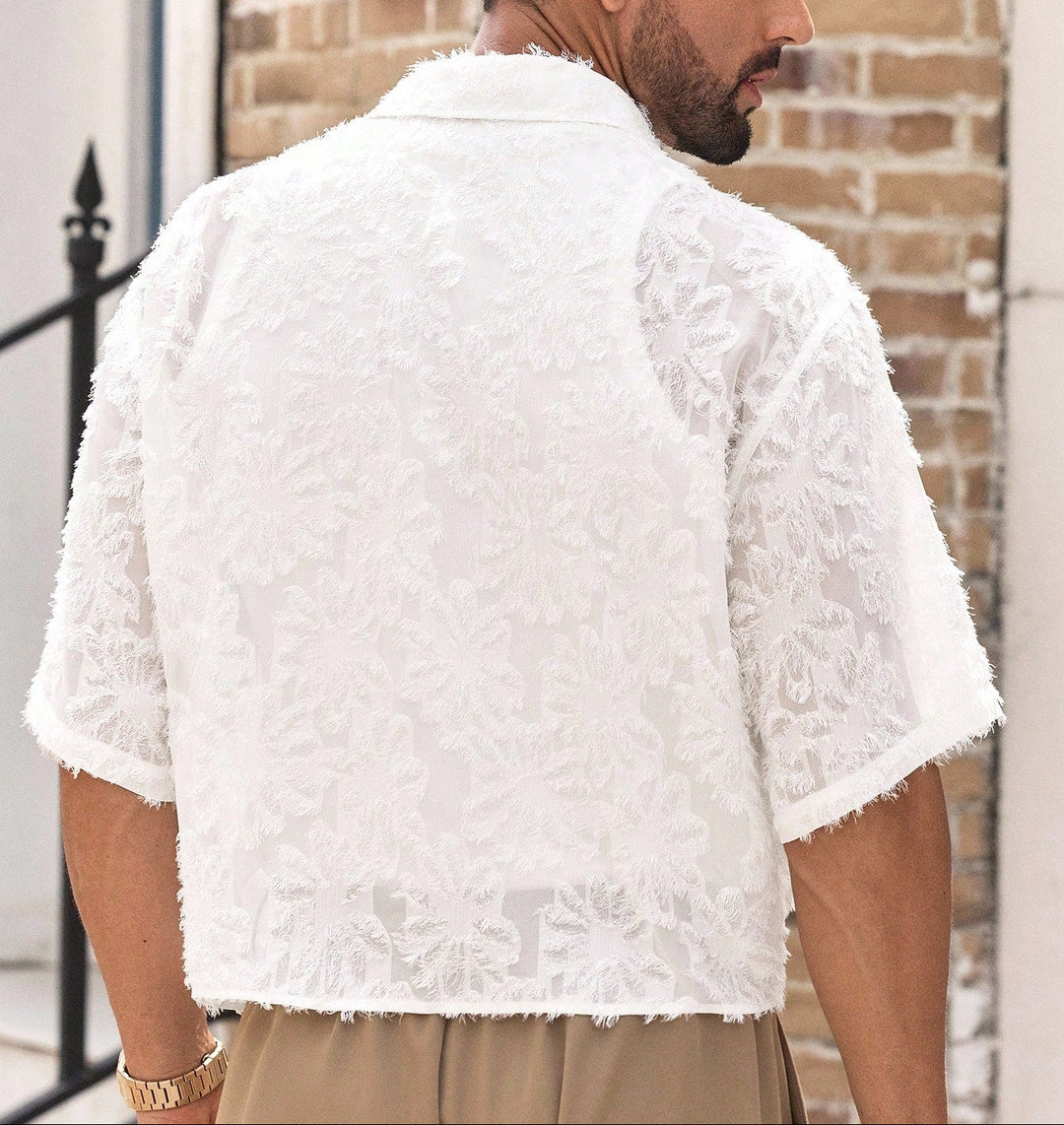 Cămașă cu mânecă scurtă MANFINITY by Shein, crem