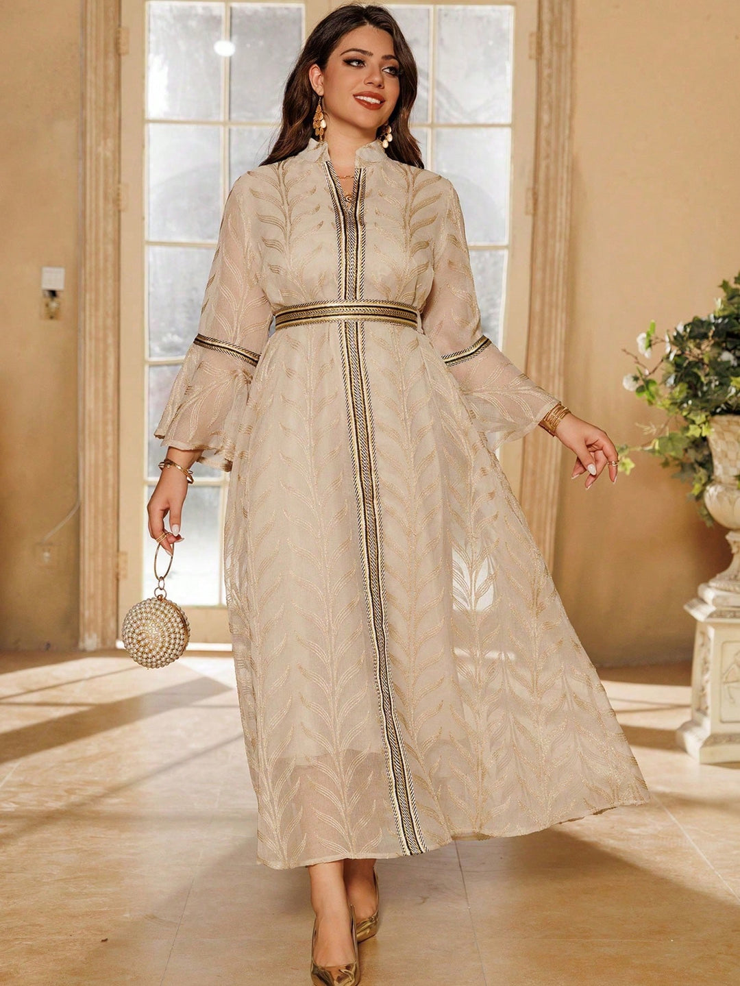 Set caftan și jalabiya SHEIN, bej
