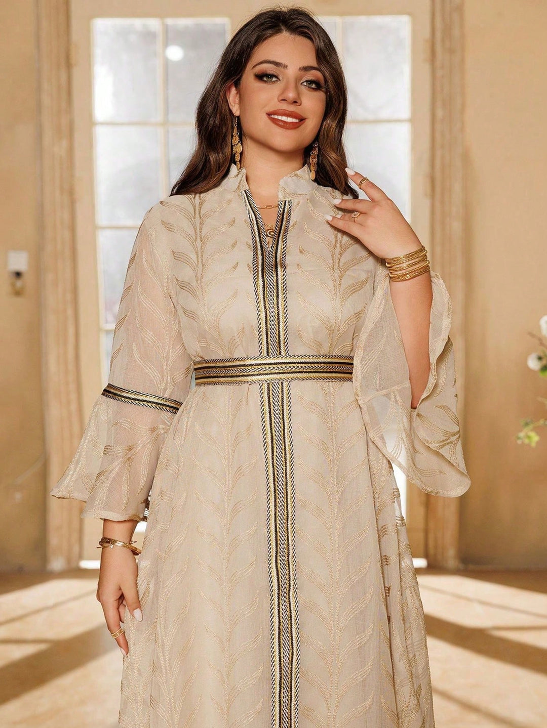 Set caftan și jalabiya SHEIN, bej