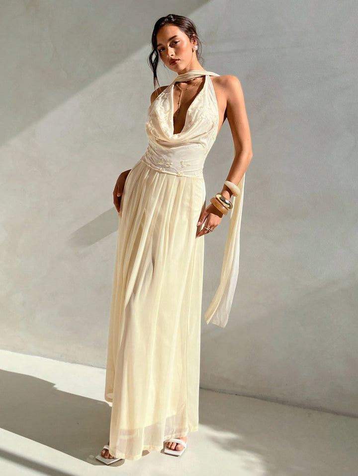 Rochie maxi SHEIN, crem