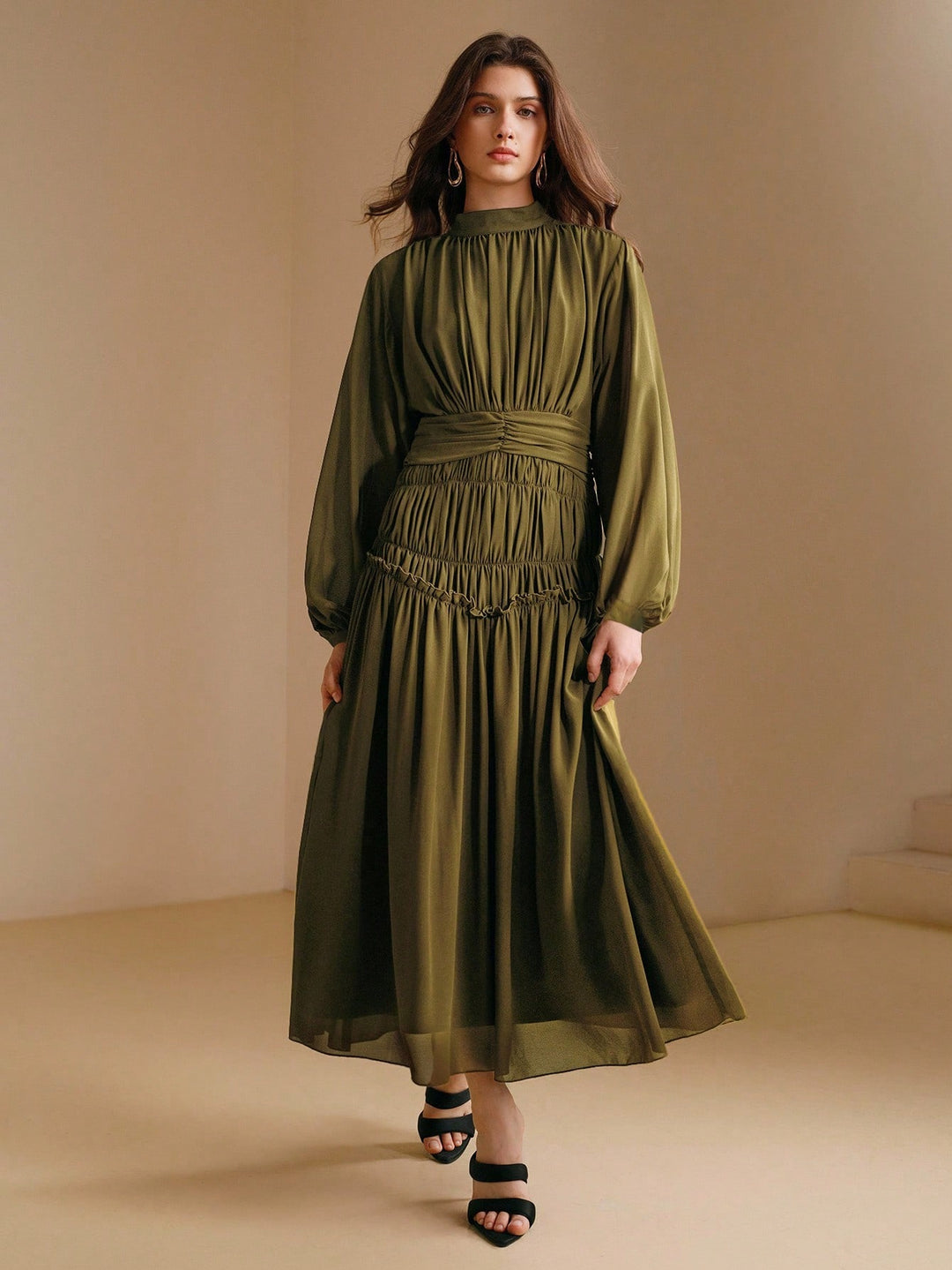 Rochie maxi SHEIN, kaki