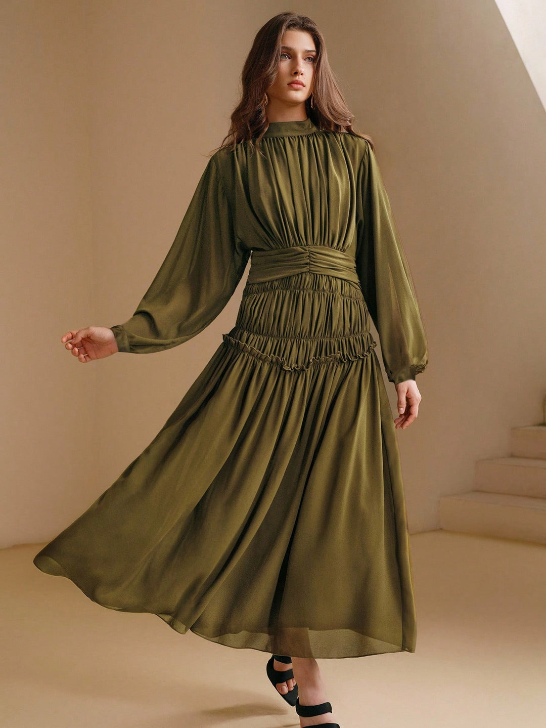 Rochie maxi SHEIN, kaki