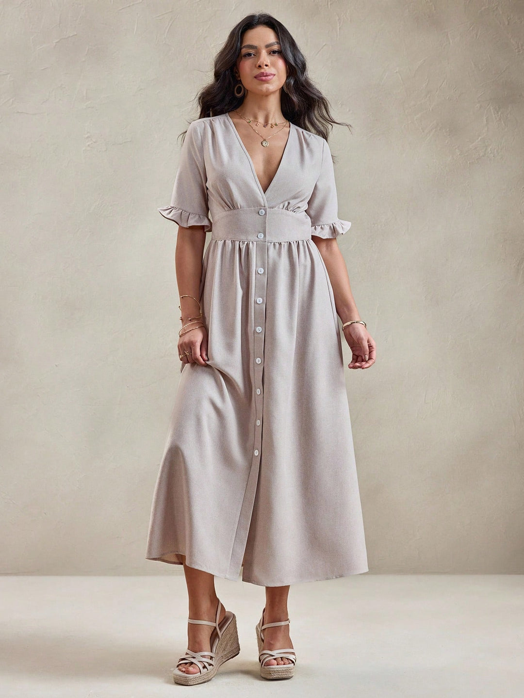 Rochie midi SHEIN, bej