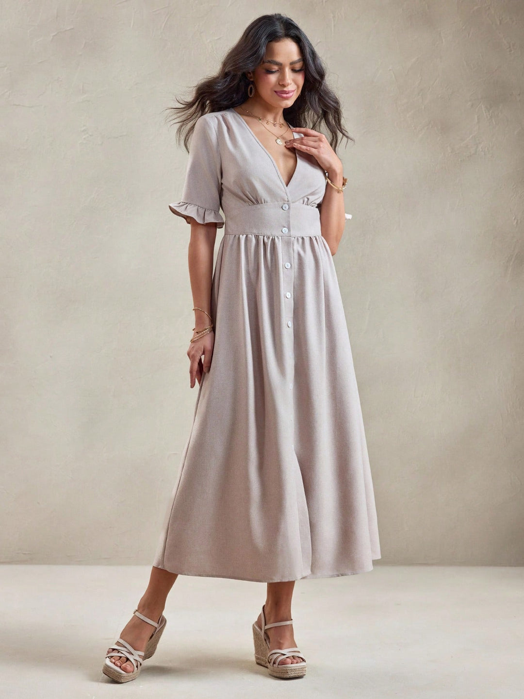 Rochie midi SHEIN, bej