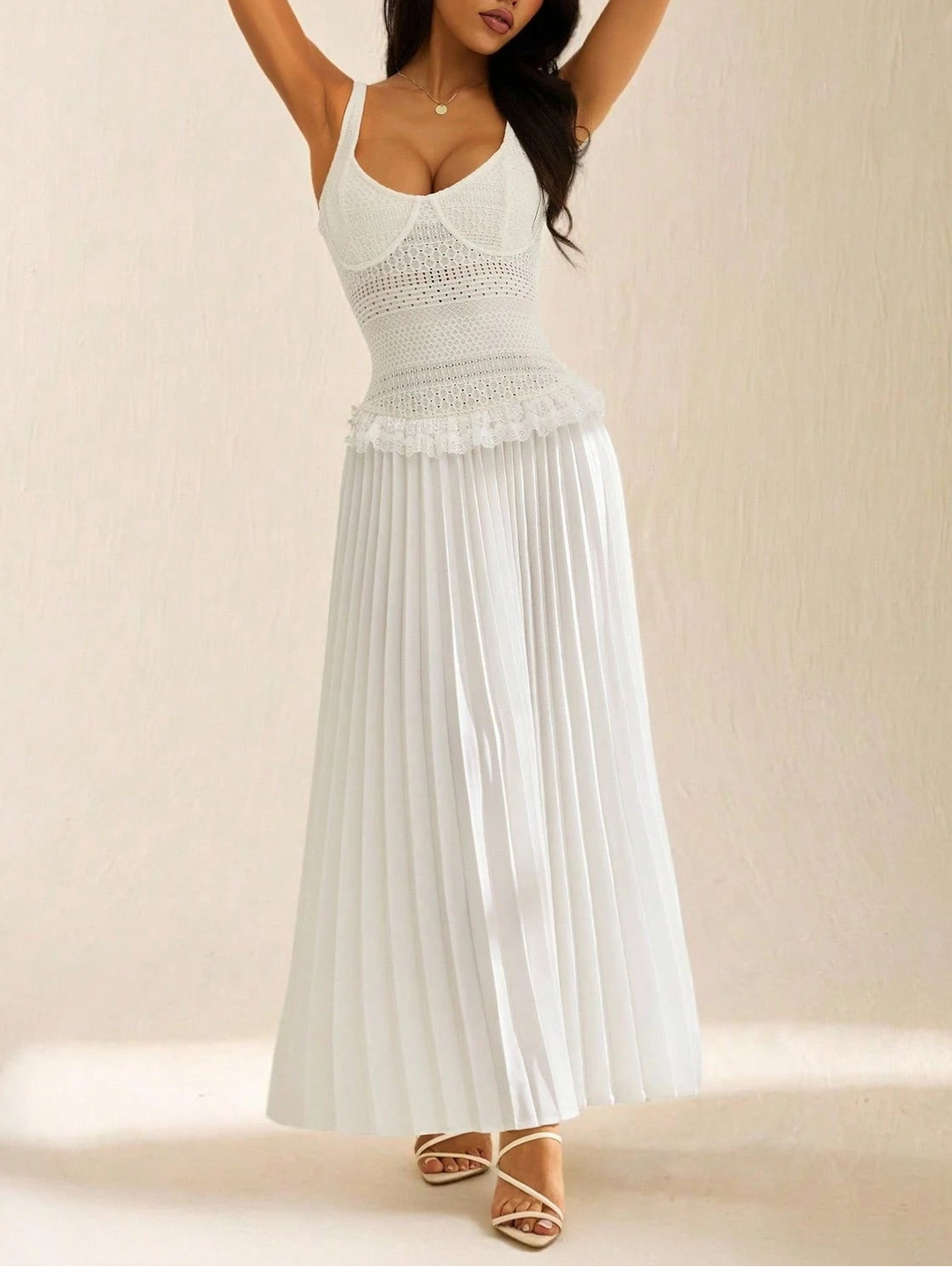 Rochie maxi SHEIN, crem