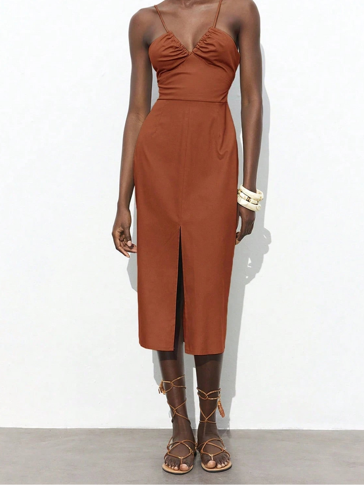 Rochie midi SHEIN, maro