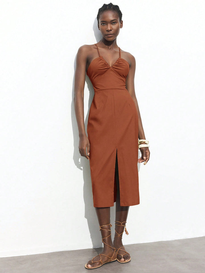 Rochie midi SHEIN, maro
