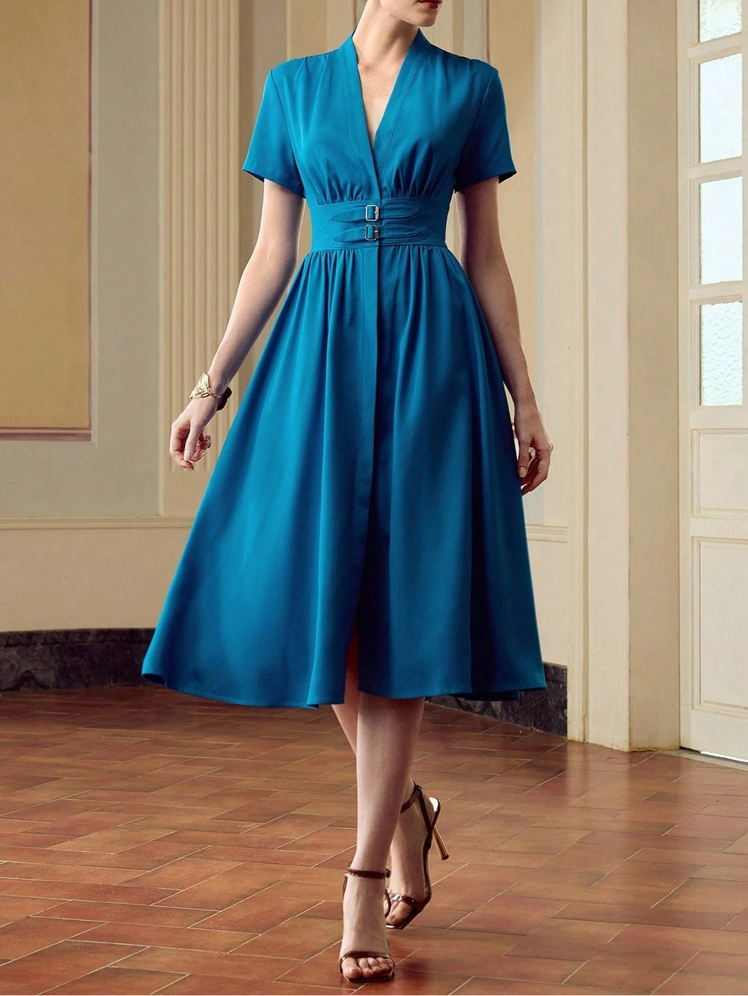 Motf by Shein, midi ruha, kék