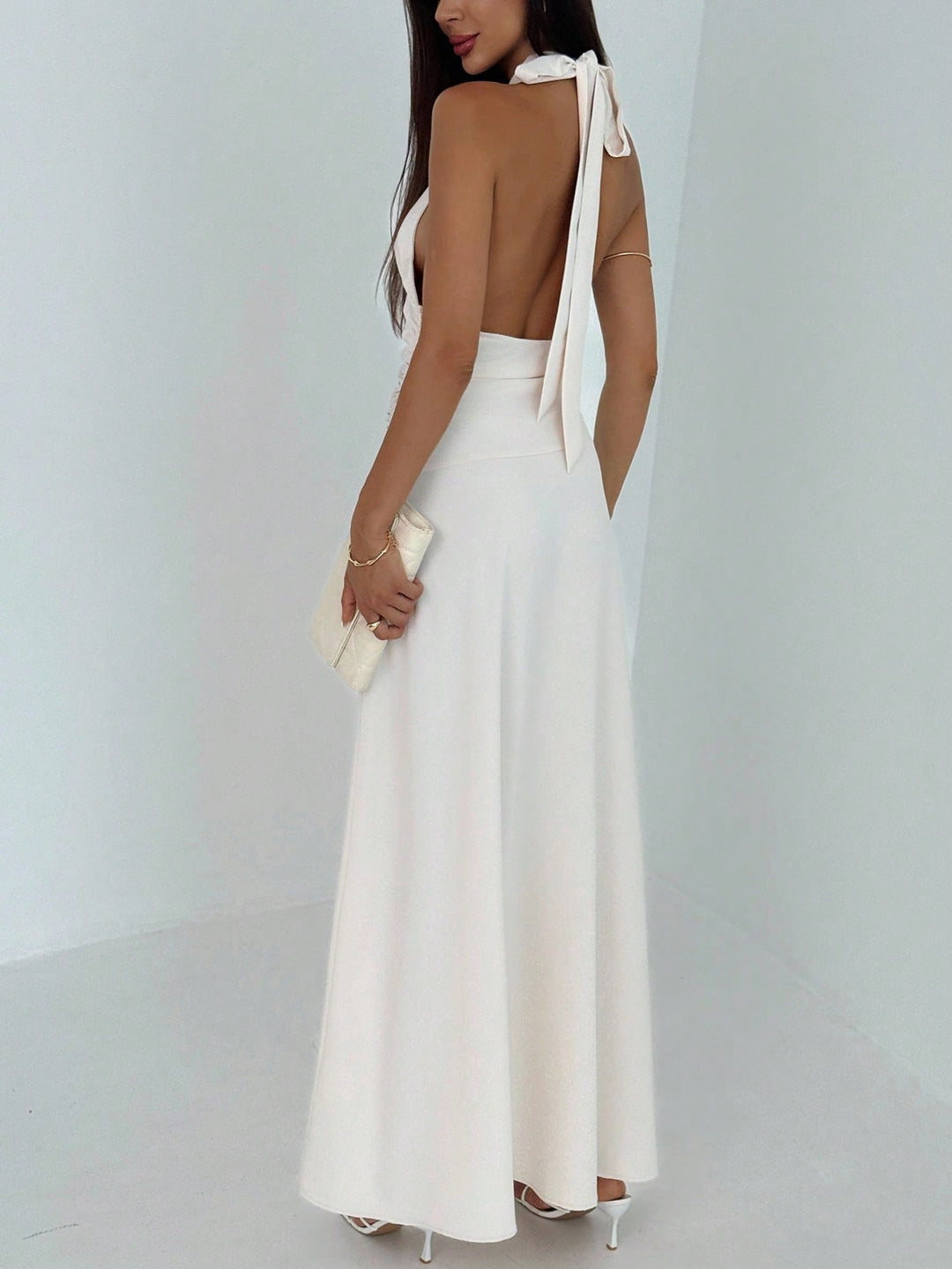 Rochie maxi SHEIN, crem