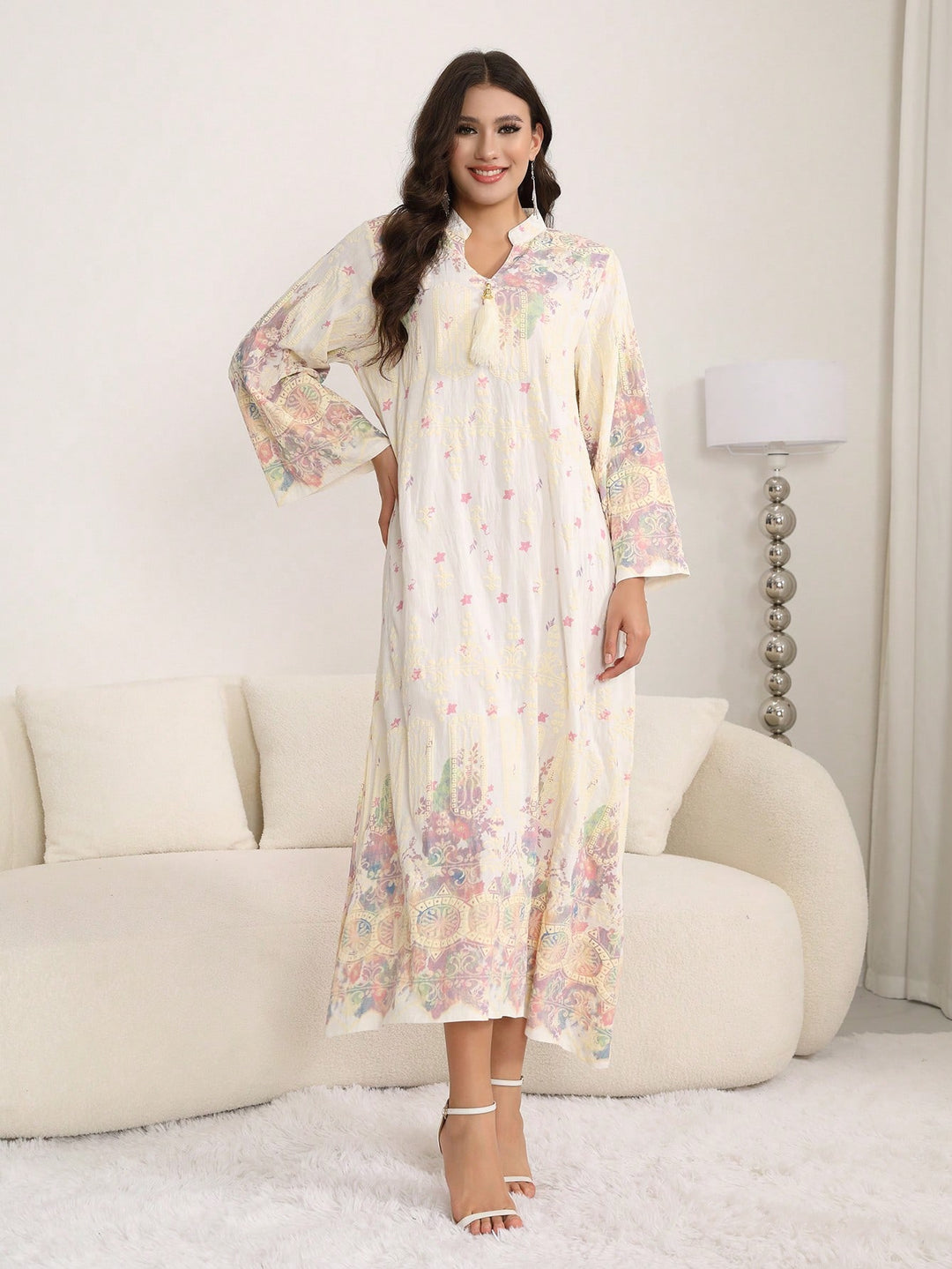 Set caftan și jalabiya SHEIN, alb