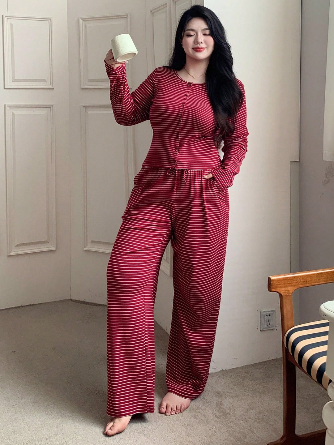 Set pijamale SHEIN, roșu