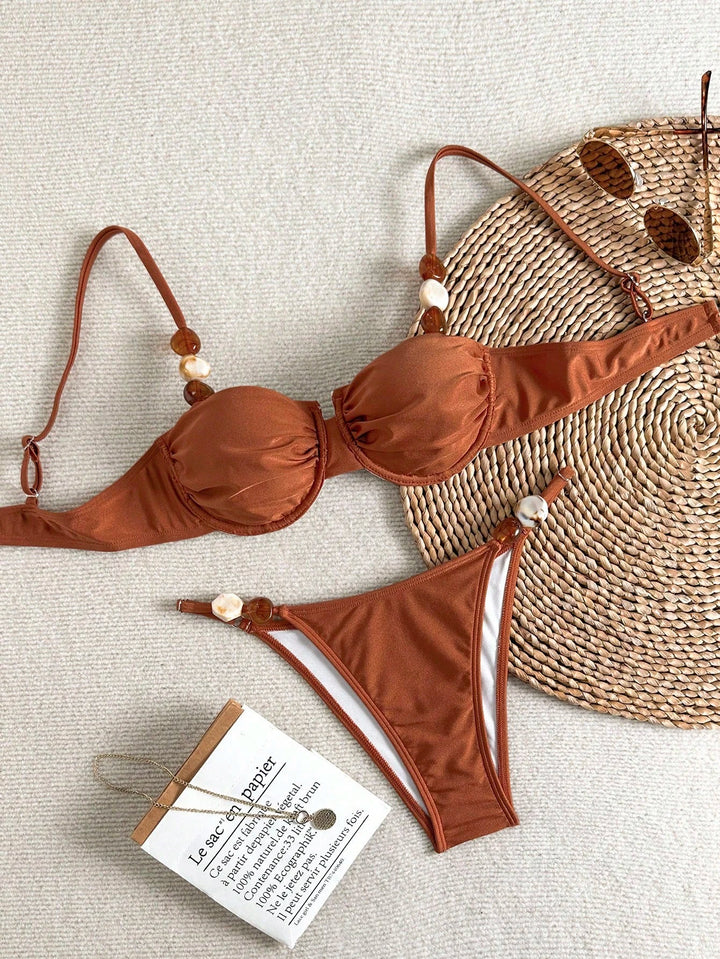 Costum de baie SHEIN, maro