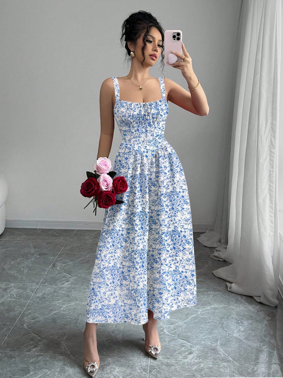 SHEIN maxi ruha, kék
