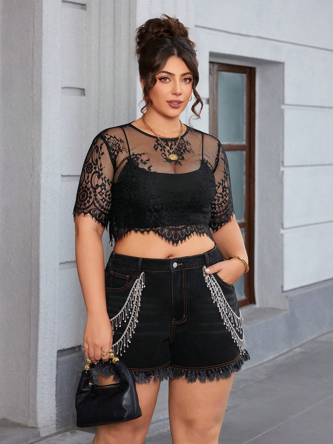 Pantaloni scurți SHEIN, negru