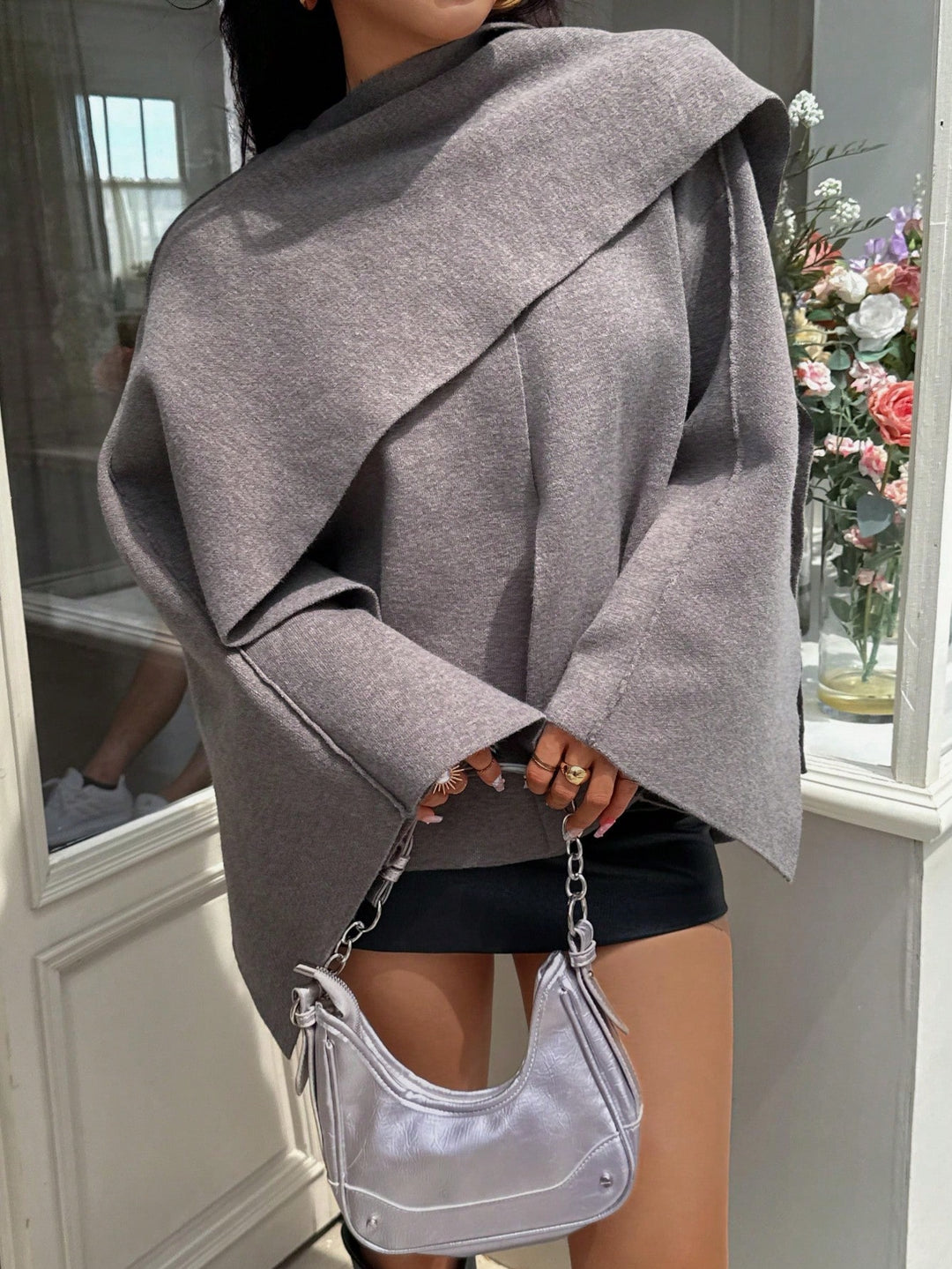 Cardigan tricotat SHEIN, maro