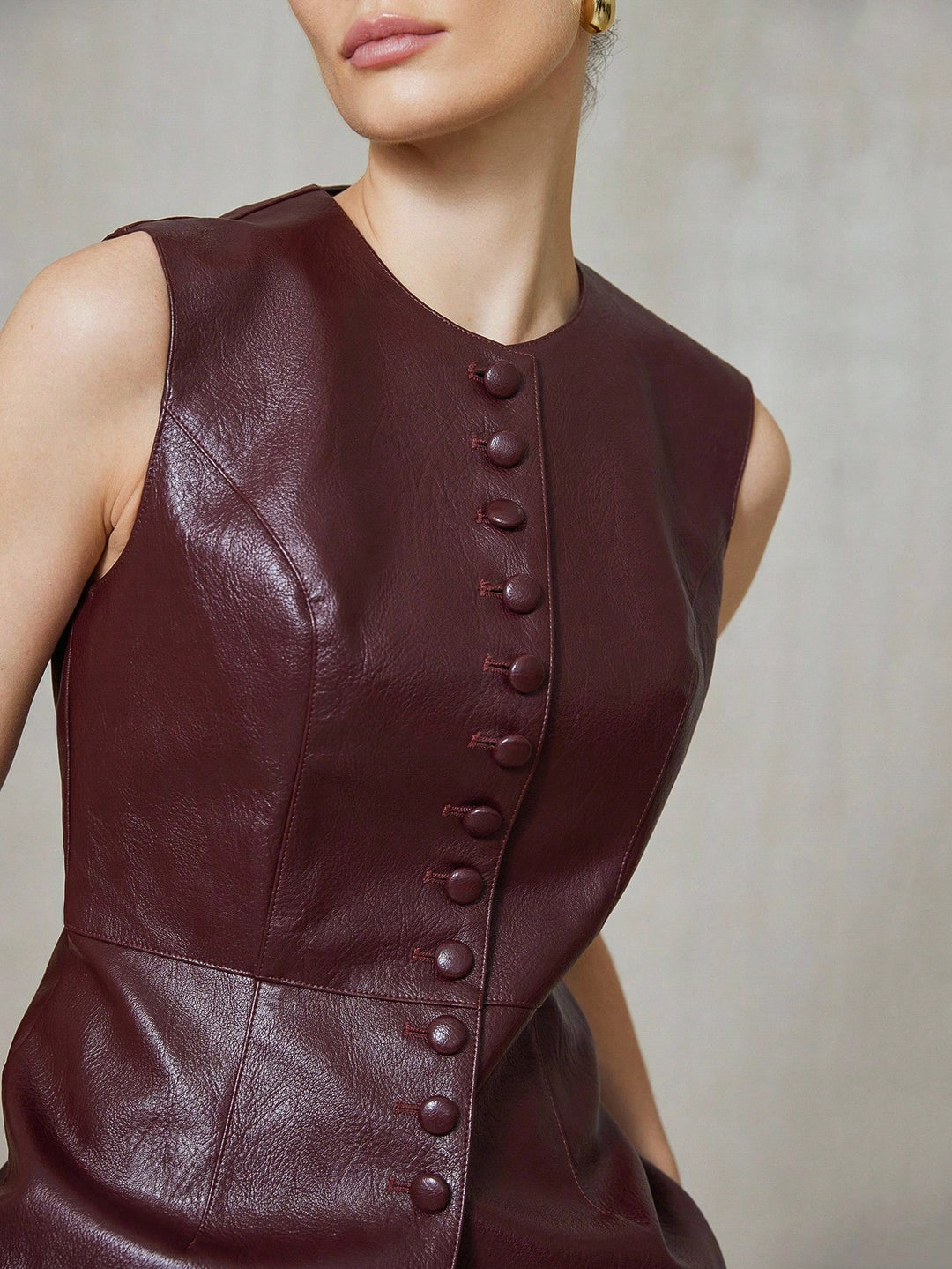 Vestă imitație piele Aveloria by Shein, vișiniu