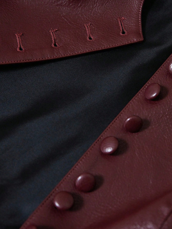 Vestă imitație piele Aveloria by Shein, vișiniu