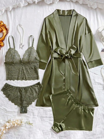 Set pijamale SHEIN, verde