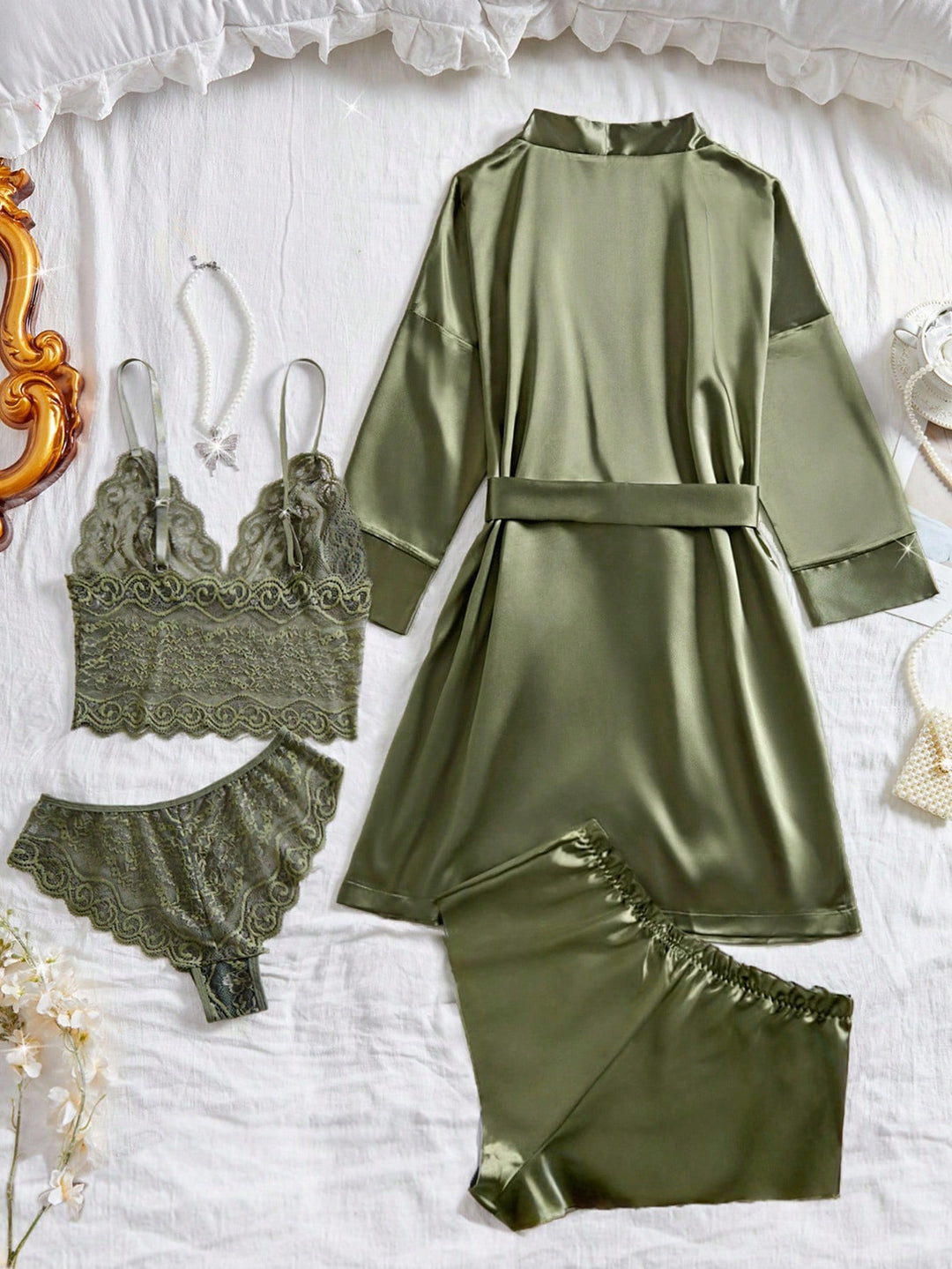 Set pijamale SHEIN, verde