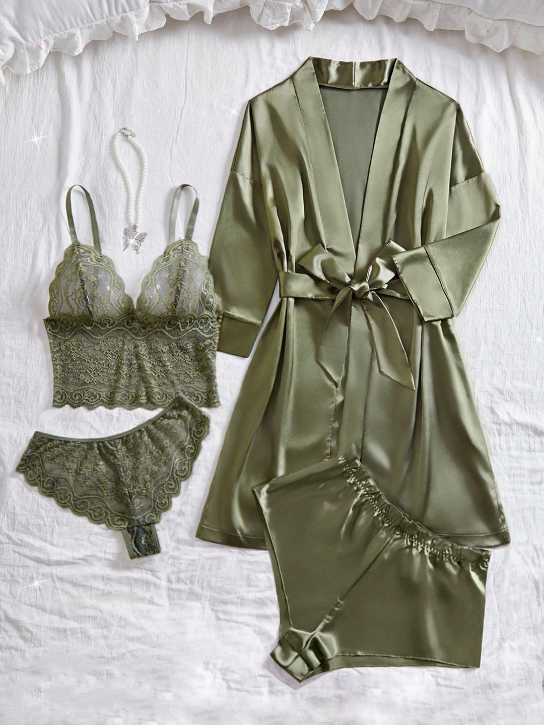 Set pijamale SHEIN, verde