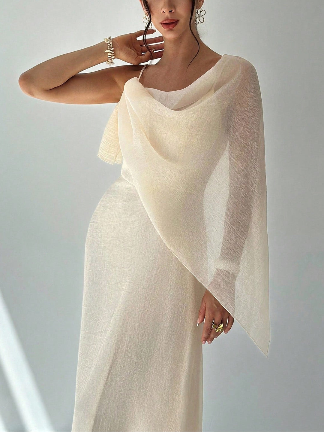 Rochie maxi Shein, crem